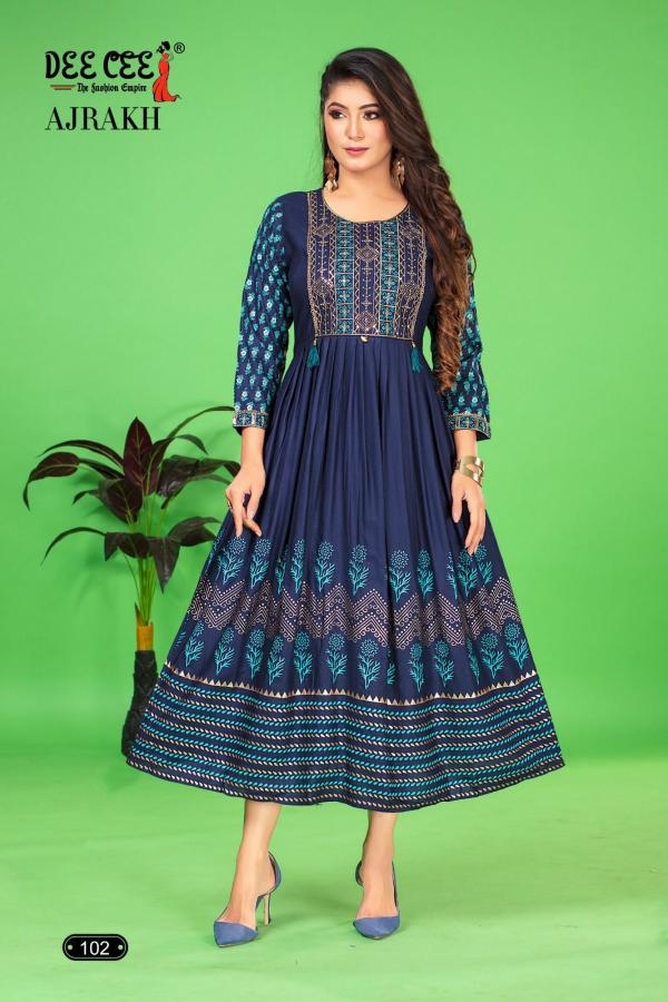 Deecee Ajrakh Rayon Printed Long Kurti Collection